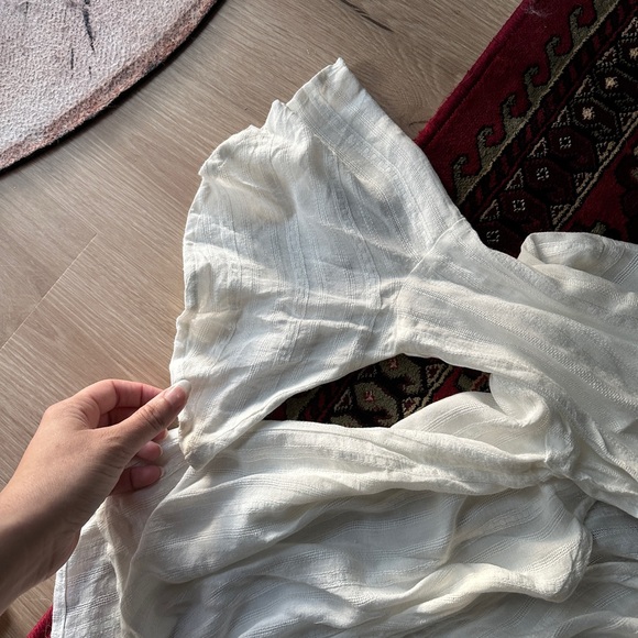 *Grade & Gather White Pleated Bell Sleeve Tie Top - Picture 8 of 8